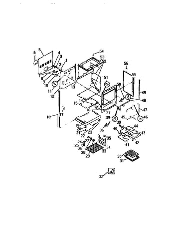 Lower oven, frame, shelves, elements