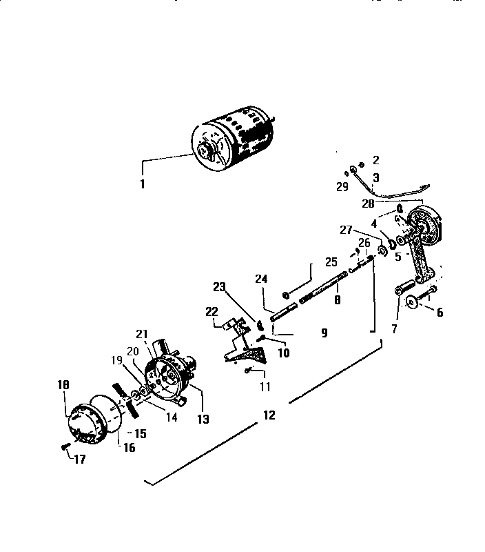 Motor, pump assembly