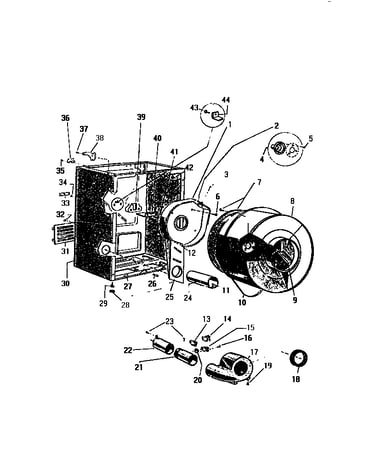 Cabinet, drum, heater housing