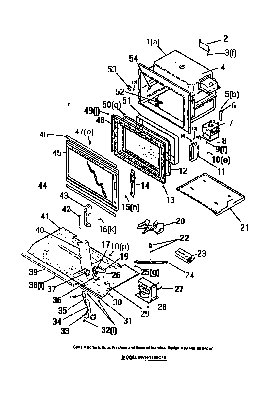 Oven door, panels, latch, oven liner, magnetron, switches