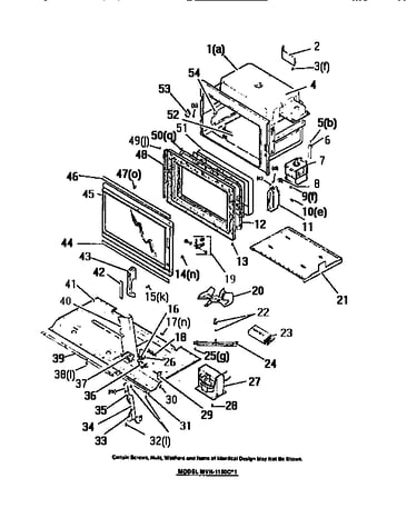 Oven liner, magnetron, stirrer, tray