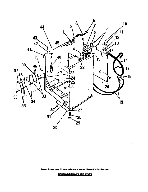 Cabinet shell, hoses, water fill valve