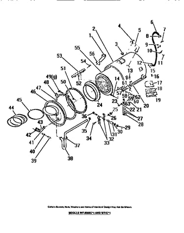 Outer tub, inner tub, seals, hoses
