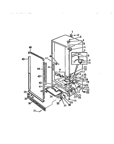 Cabinet interior & exterior, compressor, electrical control