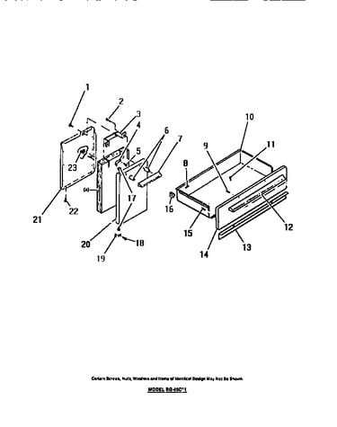 Oven door, storage compartment door, panels, oven drawer