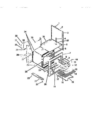 Oven liner, heating elements, side panels