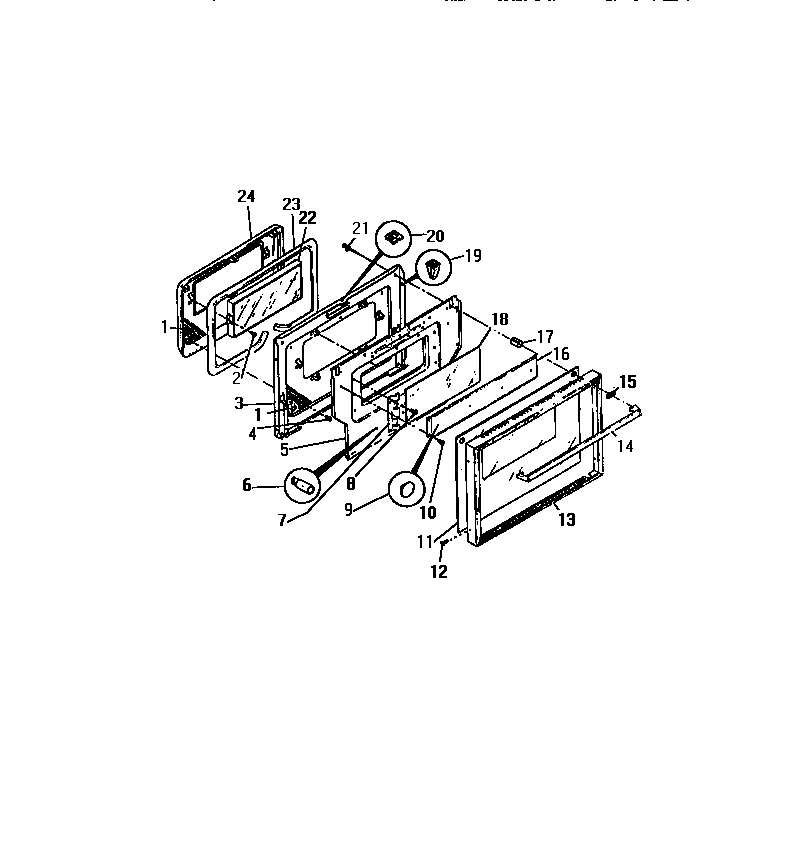 Lower oven door, panels