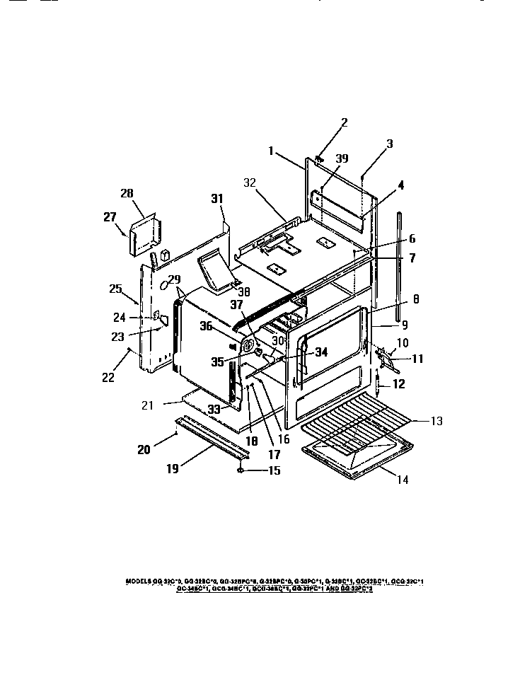 Interior oven, panels, frame
