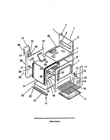 Interior oven, panels, frame