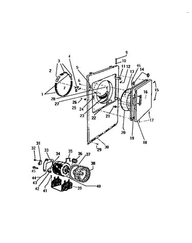 Front panel, door & motor