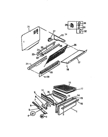 Splasher, drawer