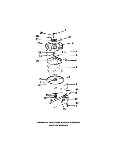 Outer tub, inner tub, sub top, agitator