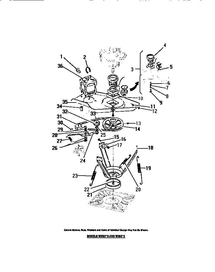 Motor, pulleys, belt, springs