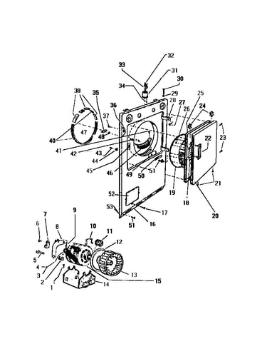 Front panel, door, motor