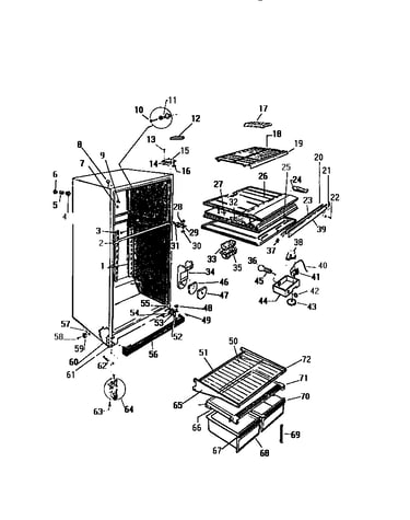 Cabinet, shelves, divider