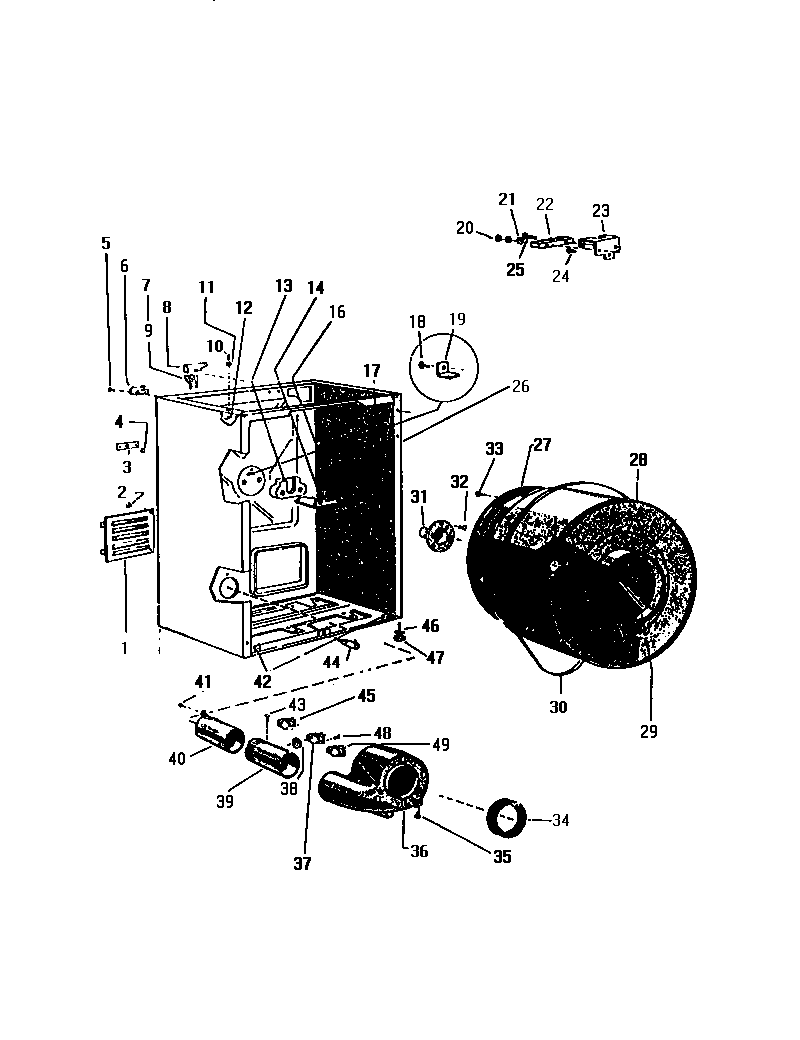 CABINET, DRUM, HEATER HOUSING