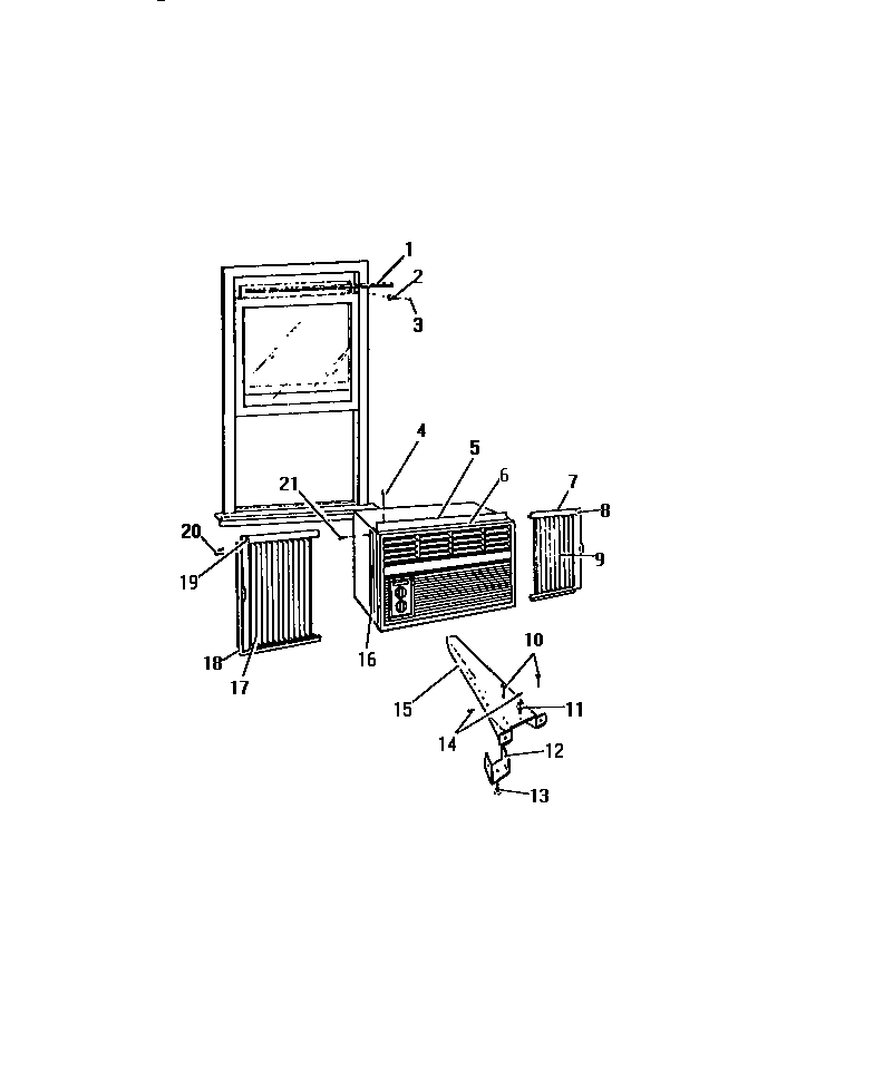 CABINET WINDOW MOUNTING PARTS ("B" CABINET MODELS)