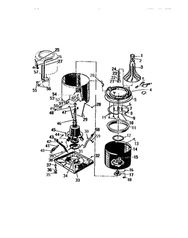 Tubs, base, sub-top, agitator