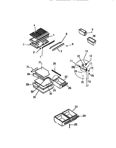 Shelves, controls, divider, mullion