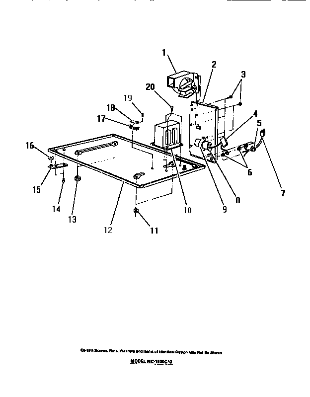 Cabinet base, blower motor, transformer, elec. components