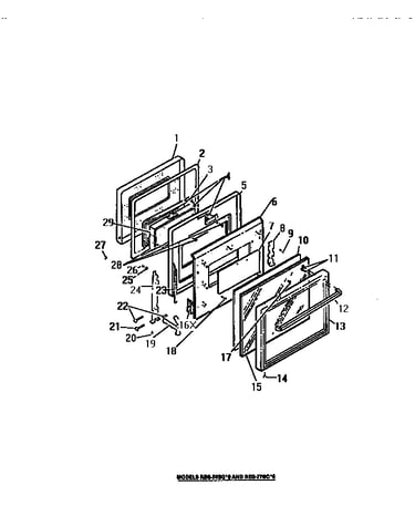 Oven door, panels
