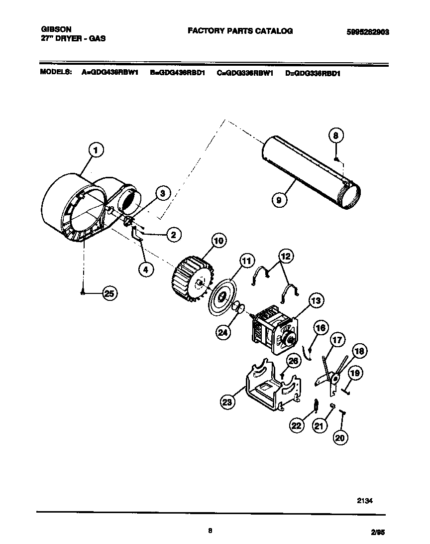 Motor, fan hsg., exhaust duct