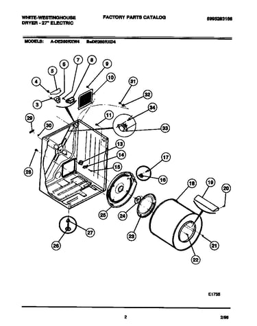 Cabinet, drum, heater assembly