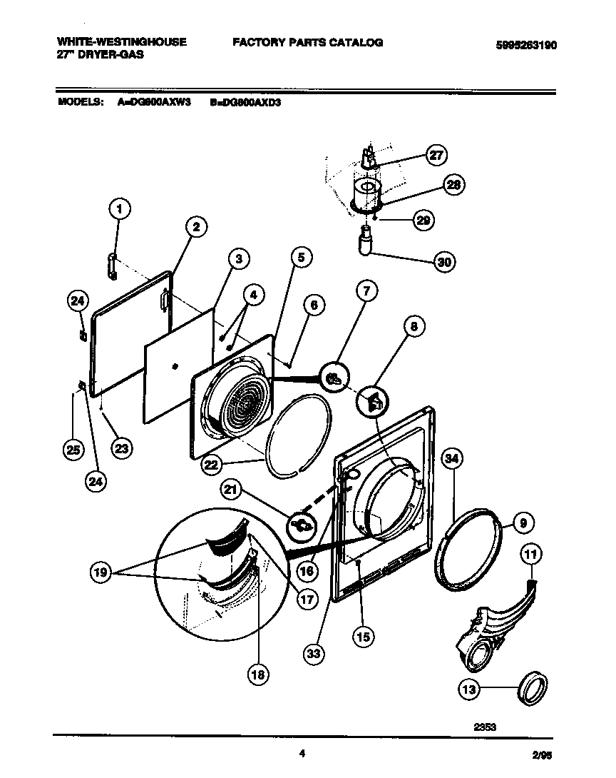 Door, front panel, lint filter