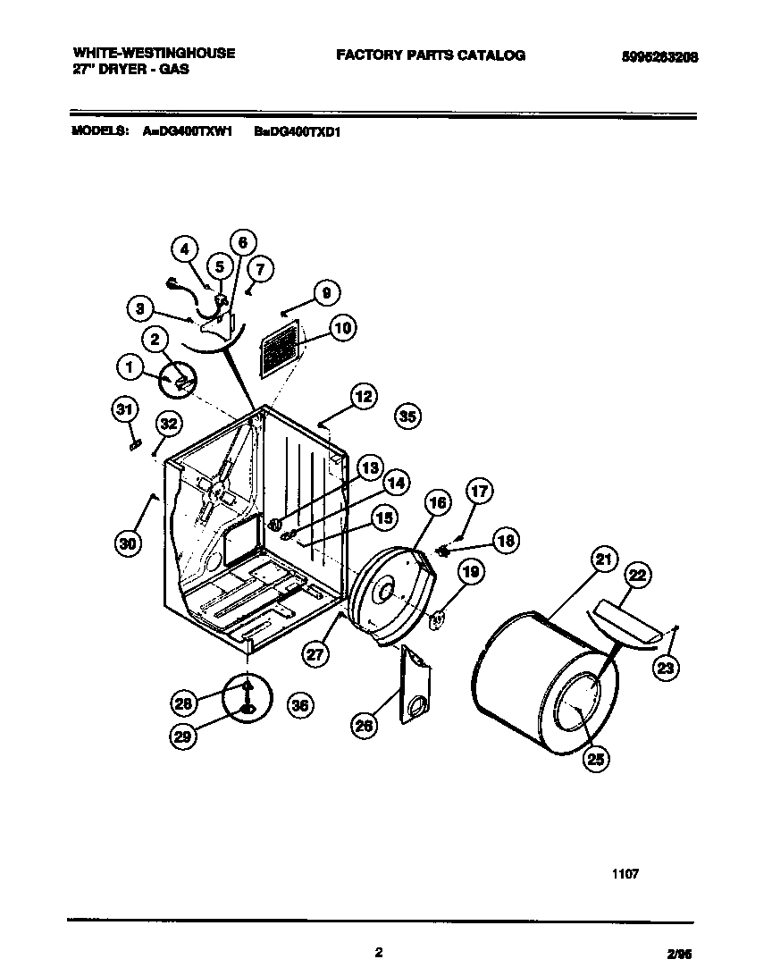 Cabinet, drum, heat duct