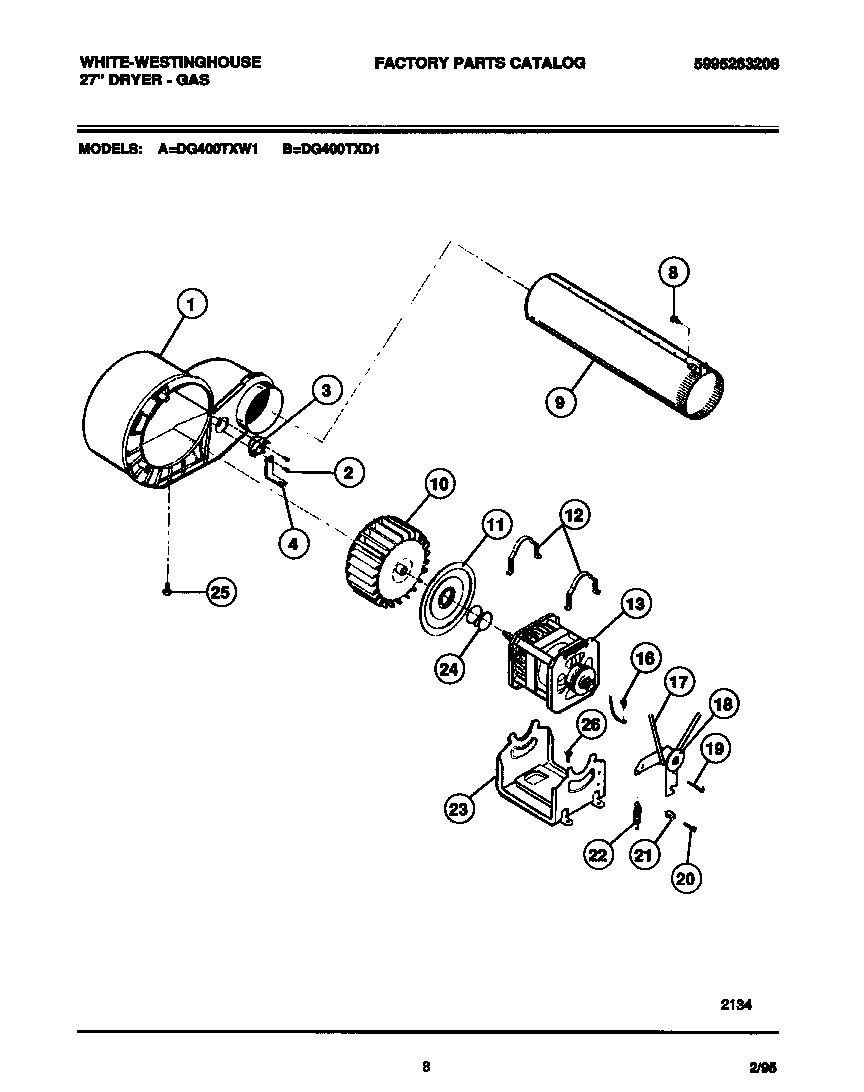 Motor, fan housing, exhaust duct