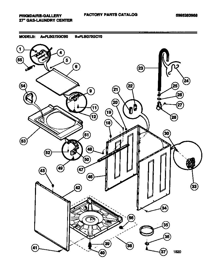 Washer cabinet, base, lid
