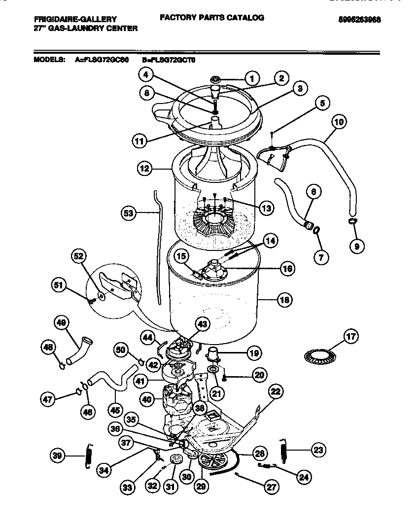 Washer motor, tub