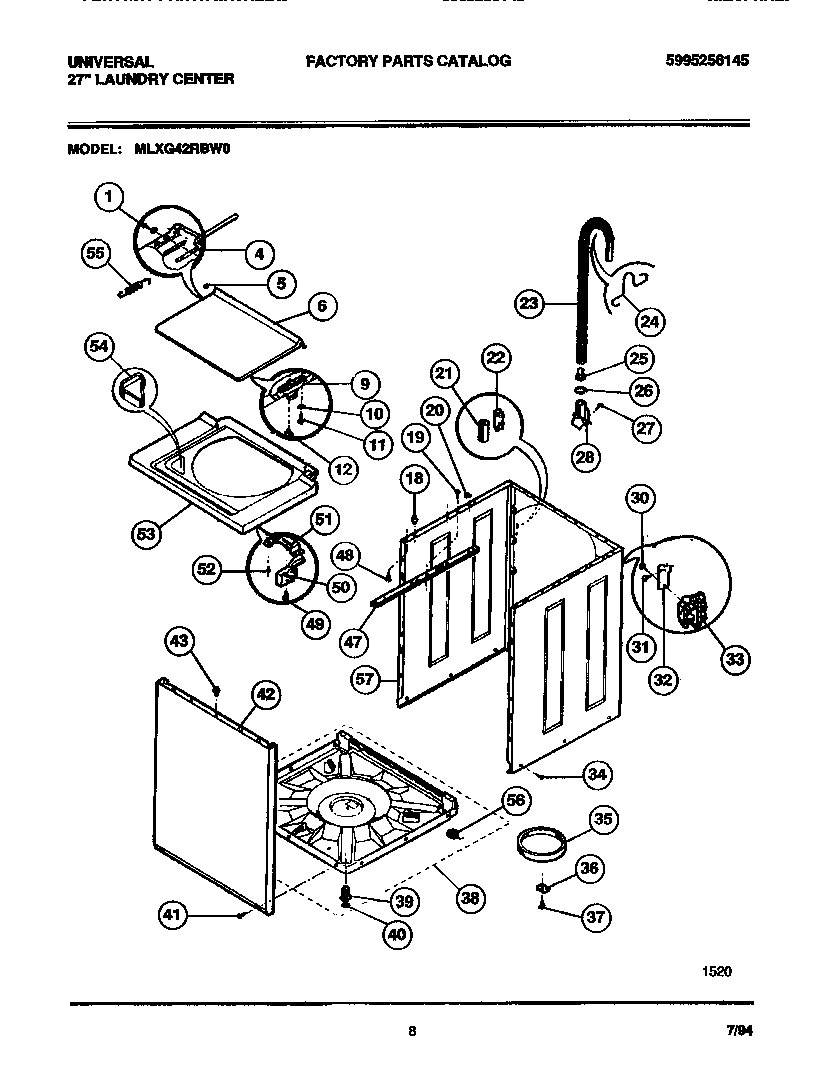 Washer-cabinet, top panel, base