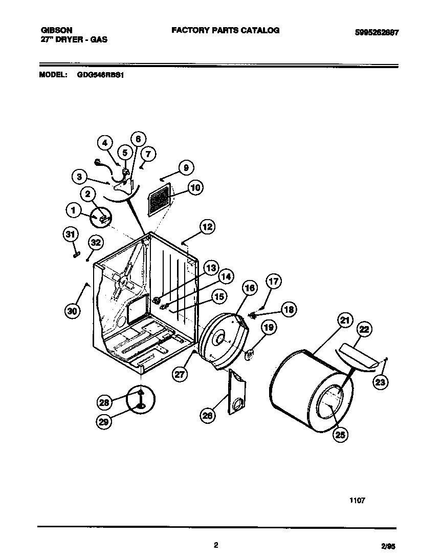 Cabinet, drum, heat duct
