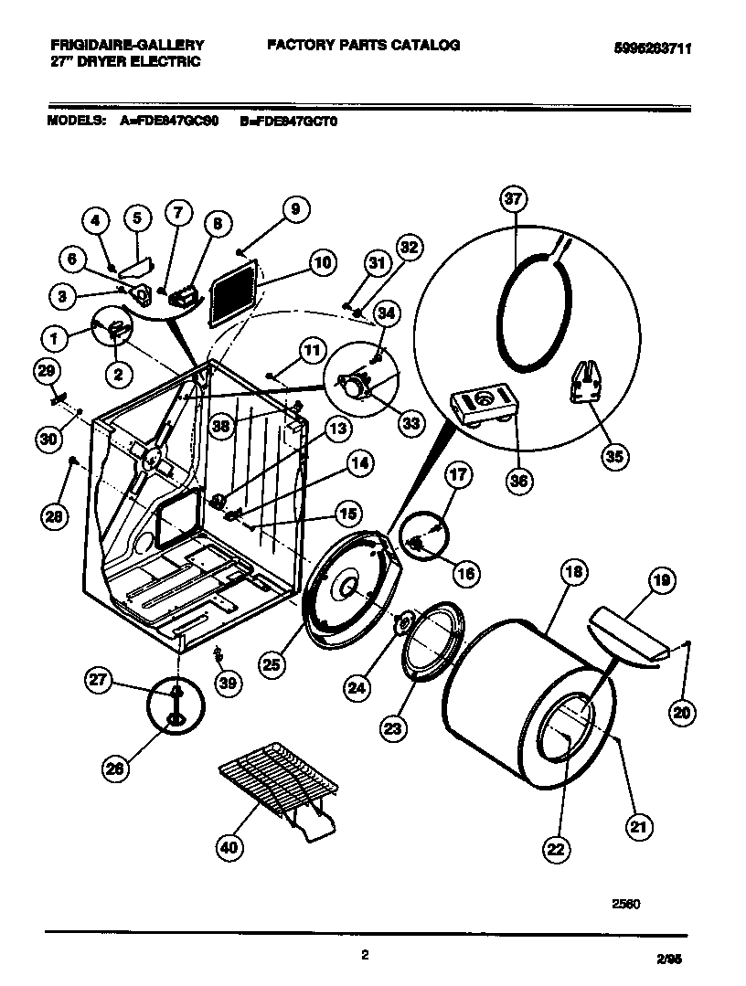 Cabinet, drum, heater assembly