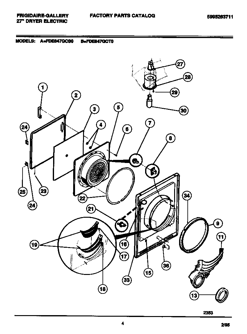 Door, front panel, lint filter