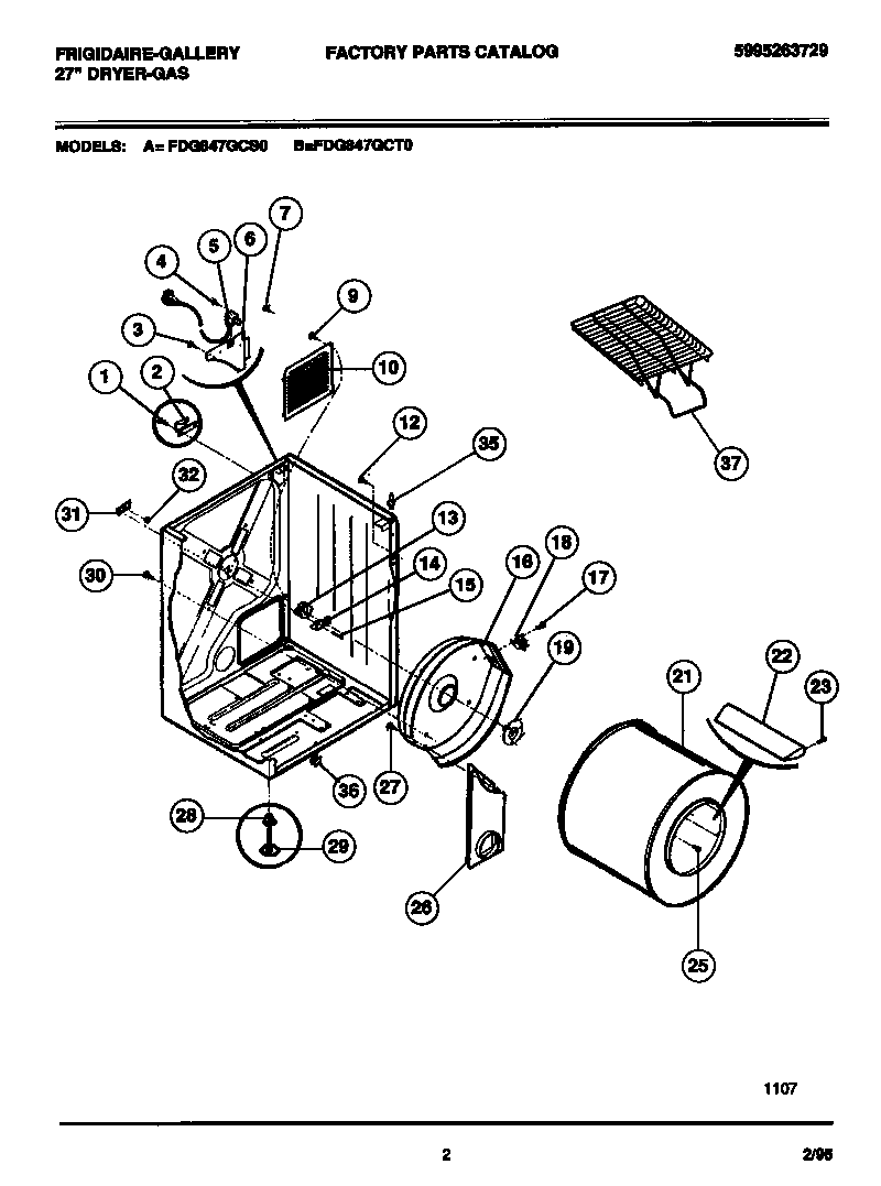 CABINET, DRUM, HEAT DUCT