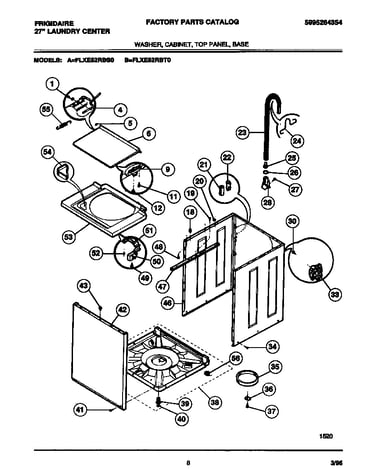Washer, cabinet, top panel, base