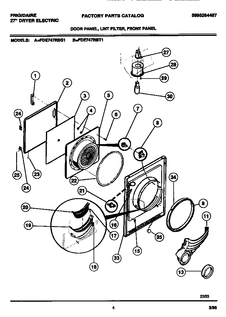 DOOR PANEL, LINT FILTER, FRONT PANEL