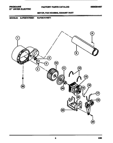 Motor, fan housing, exhaust duct