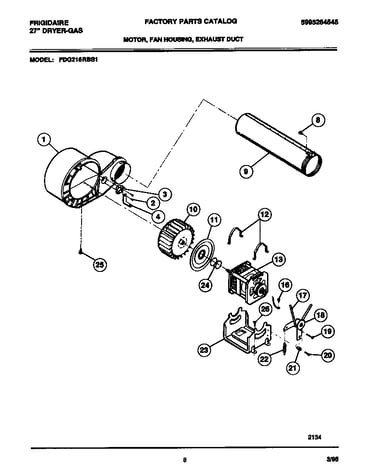 Motor, fan housing, exhaust duct