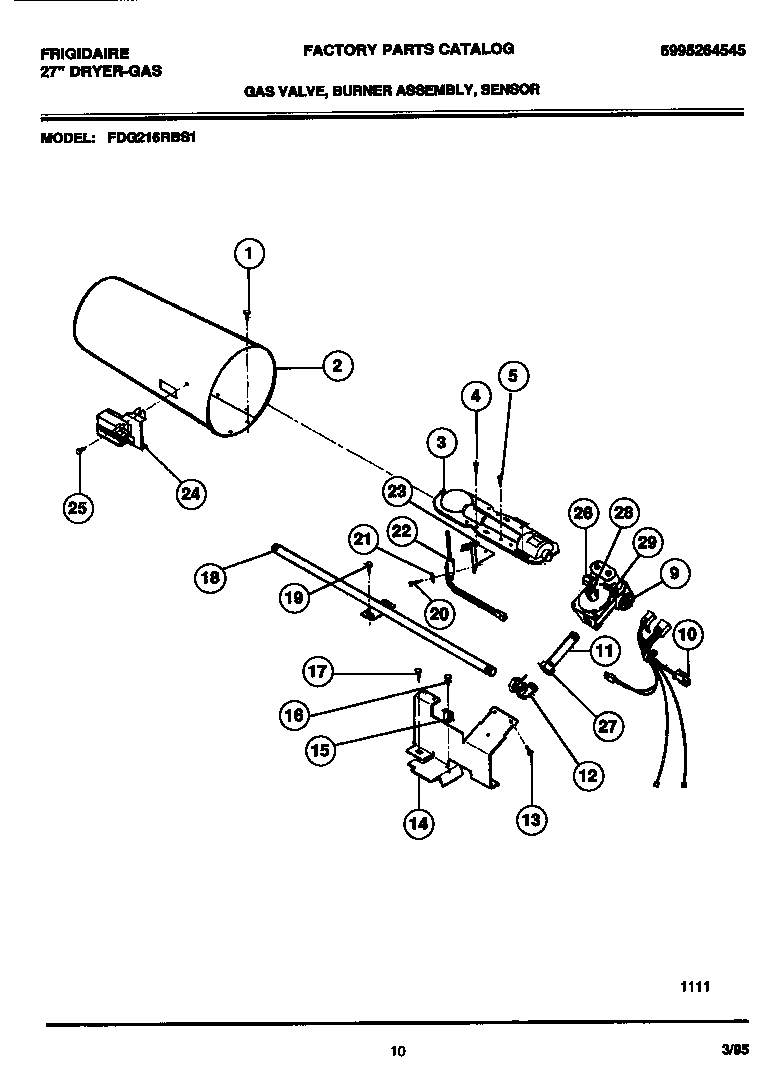 Gas valve, burner assembly, sensor