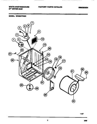 Cabinet, drum, heat duct