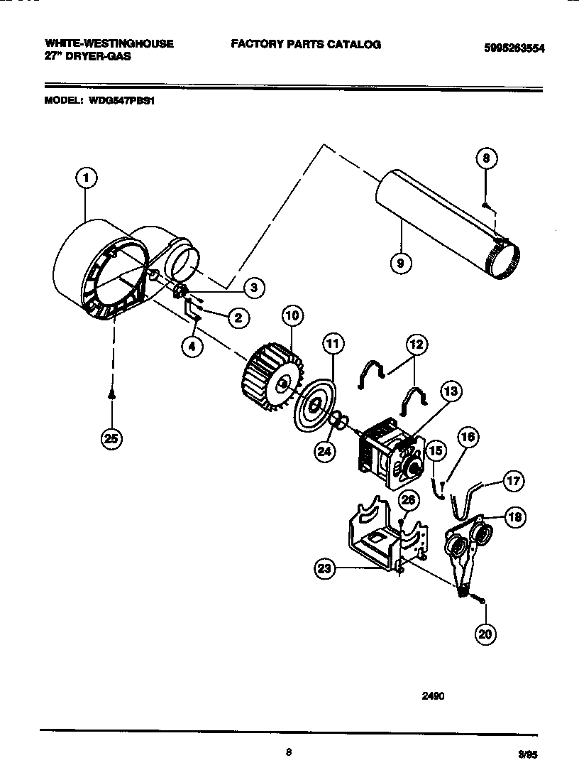 Motor, fan housing, exhaust duct