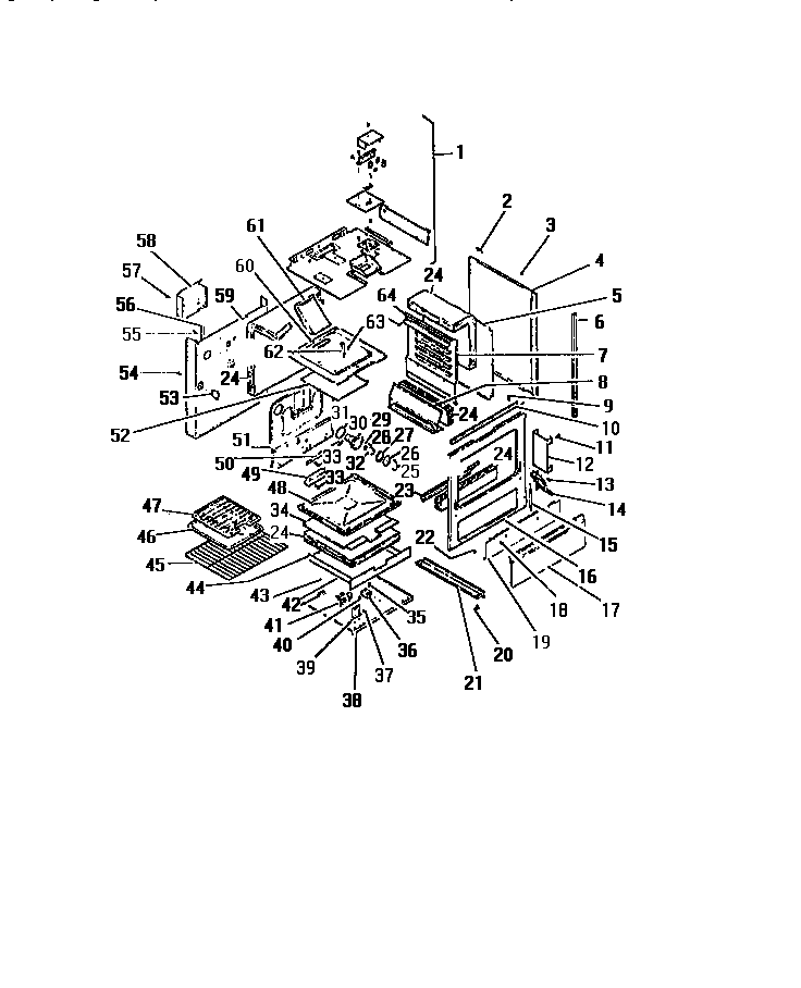 INTERIOR OVEN, PANELS, FRAME