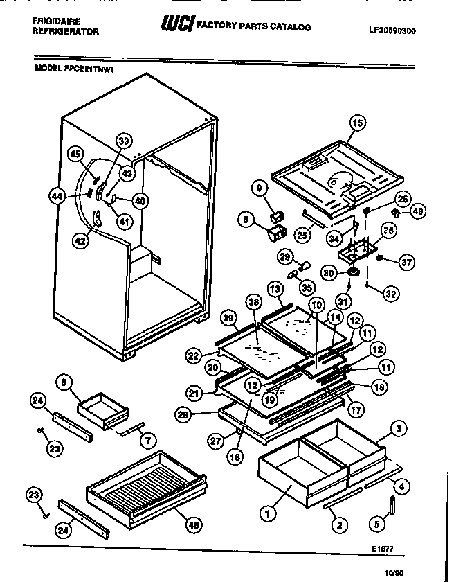 Food compartment, shelves, moulding
