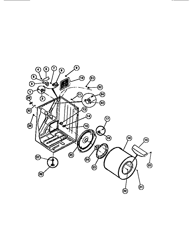 CABINET, DRUM, HEATER ASSEMBLY