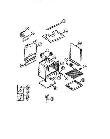 Interior oven, panels, frame