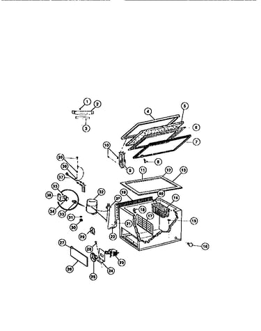 Cabinet, lid, compressor