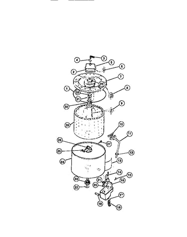 Outer tub, inner spin basket, subtop, agitator